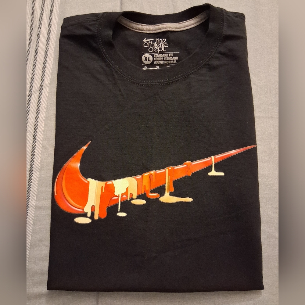 Nike Black Tee with Dripping Swoosh Design